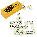 Brybelly Set of 28 Double Six Dominoes with Brass Spinners