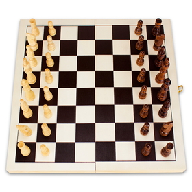 Brybelly 14in Natural Wooden Folding Chess Game with Staunton Pieces