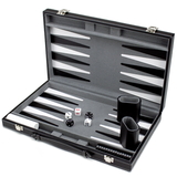 Brybelly 15in Backgammon Set with Stitched Black Leatherette Case