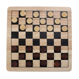 Brybelly All Natural Wood 2-in-1 Checkers and Tic-Tac-Toe Set