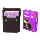 Brybelly Purple Modiano Cristallo, Poker Size, 4 PIP w/ Leather Case