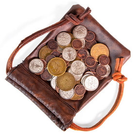 Brybelly The Dragon's Hoard - 60 Metal Coins in Leather Pouch