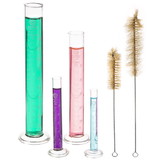 Brybelly Glass Graduated Cylinders 4-pack, 5-100mL and Cleaning Brushes