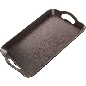 Brybelly KCAF-401 Black Textured Cafeteria Tray with Handles, 14" x 9"