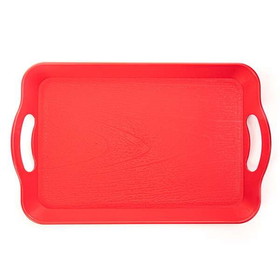 Brybelly KCAF-403 Red Textured Cafeteria Tray with Handles, 14" x 9"