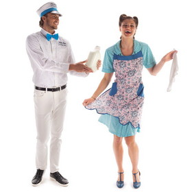 Brybelly Milkman &amp; 50s Housewife Couple's Costume