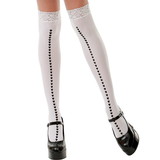 Brybelly White with Black Hearts Thigh High Costume Tights
