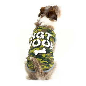 Brybelly SGT. Woof Camo Pup Dog Shirt, Medium