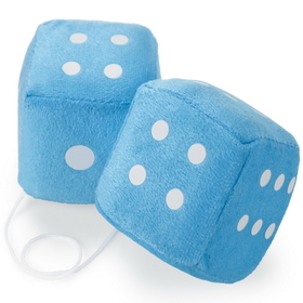 Brybelly Pair of Blue 3in Hanging Fuzzy Dice