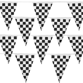 Brybelly Black & White Checker 100 Foot Pennant Stringer w/48 Flags