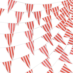 Brybelly 100 Foot Pennant Banner, Red & White Stripe