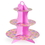 Brybelly Pink 3 Tier Cupcake Stand, 14in Tall by 12in Wide
