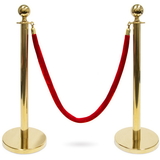 Brybelly 3-foot Ball Top Stanchions with 4.5-foot Red Velvet Rope, G