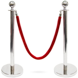 Brybelly 3-foot Ball Top Stanchions with 4.5-foot Red Velvet Rope, S