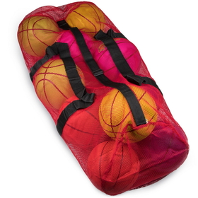 Brybelly 39" Mesh Sports Ball Bag with Strap, Red