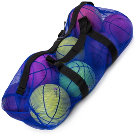 Brybelly 39" Mesh Sports Ball Bag with Strap, Blue