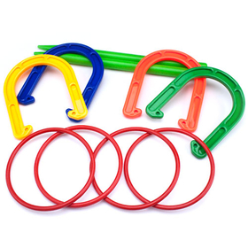 Brybelly Plastic Horseshoe and Ring Toss Game Set (2 in 1)