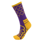 Brybelly Medium Basketball Compression Socks, Purple/Yellow