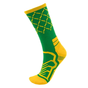 Brybelly Medium Basketball Compression Sock, Green/Yellow