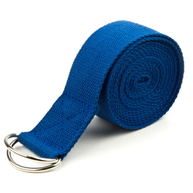 Brybelly Blue 8' Cotton Yoga Strap with Metal D-Ring