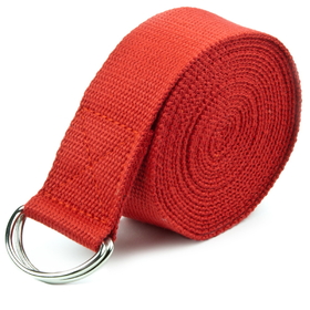 Brybelly Red 8' Cotton Yoga Strap with Metal D-Ring
