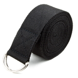 Brybelly Black 10' Extra-Long Cotton Yoga Strap with Metal D-Ring