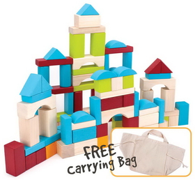 Brybelly 100 Piece Wooden Block Set with Carrying Bag