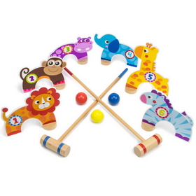 Brybelly Jungle Croquet made from textile and natural cuts of wood