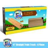 Brybelly (4) 6 Inch Straight Wooden Train Tracks by Conductor Carl