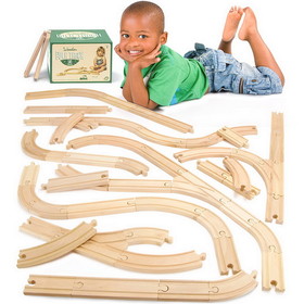 Brybelly 56 Pcs of Wooden Train Track Compatible w/All Major Brands