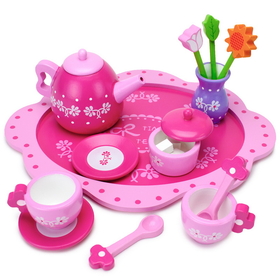 Brybelly Wood Eats! Pink Blossoms Tea Set for Two