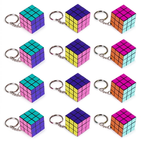 Brybelly 12 Pack - 80s Retro Puzzle Cube Keychains