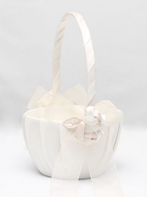 Amour Flower Girl Basket, White