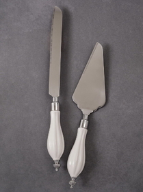 Ivy Lane Design White Ceramic Handle Knife &amp; Server Set