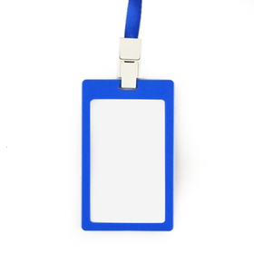 Officeship Frosted Color Frame Badge Holder with Nylon Lanyard, Vertical, 2-1/8"x3-3/8"