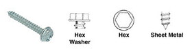 CRL 10X114HWSMS 10 x 1-1/4&#034; Hex Washer Head Sheet Metal Screws - 5/16&#034; Socket