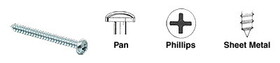 CRL 12X112PHPSMS 12 x 1-1/2&#034; Pan Head Phillips Sheet Metal Screws