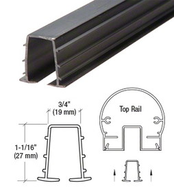 CRL Black Top Rail Glazing Vinyl for Monolithic and Thick Laminated Glass - 12'