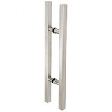 CRL Stainless Glass Mounted Square Ladder Style Pull Handle with Round Mounting Posts - 24