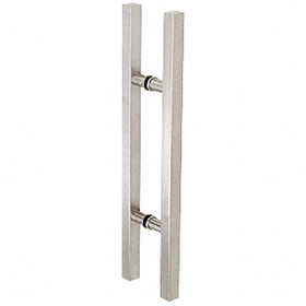 CRL Stainless Glass Mounted Square Ladder Style Pull Handle with Round Mounting Posts - 24" Overall Length