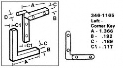 CRL Left Nylon Corner Key - Leg; Width - 20/Pk