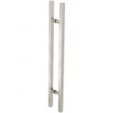 CRL 48SQRLPBS Brushed Stainless Glass Mounted Square Ladder Style Pull Handle with Round Mounting Posts - 48