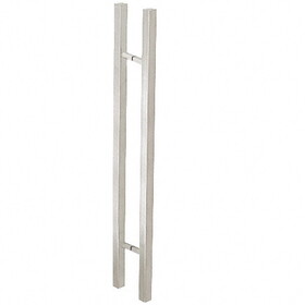 CRL 48SQSLPBS Brushed Stainless Glass Mounted Square Ladder Style Pull Handle with Square Mounting Posts - 48"
