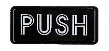 CRL 566HA Horizontal Black with Silver Letters "PUSH" Decal