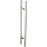 CRL 60SQRLPBS Brushed Stainless Glass Mounted Square Ladder Style Pull Handle with Round Mounting Posts - 60