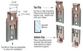 CRL Nickel Plated Adjustable Mirror Clip Set for Seamed Mirror