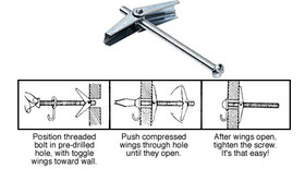 CRL 70333 Round Head 3/16&#034; x 3&#034; Toggle Anchors