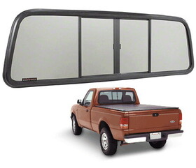 CRL 7130EP OEM Replacement Duo-Vent Four Panel Slider With Dark Gray Glass for 1973-1996 Ford F-Series