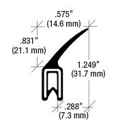 CRL 75001612 Vertical Fin Trim Seal&#174; - Flange Size: .079" to .099"