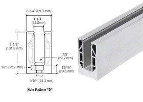 CRL 8B34D 8B Series Mill Aluminum 120" Square Base Shoe Drilled for 3/4" Glass